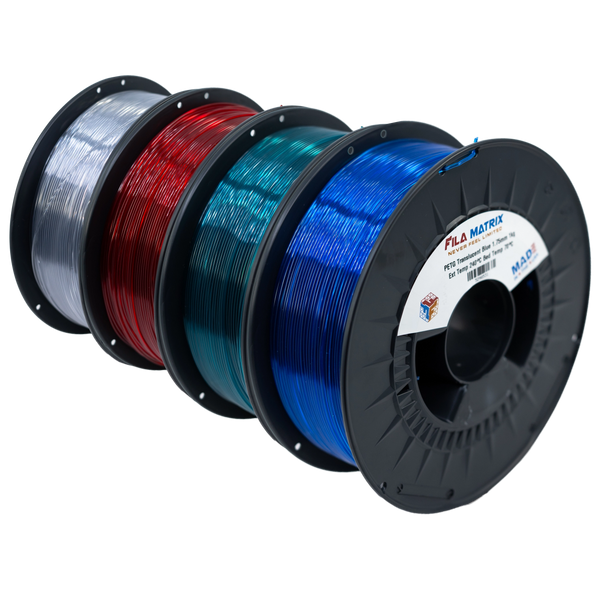 Transparent PETG 4-Spool Filament Bundle | Made in USA | AMS - Filamatrix