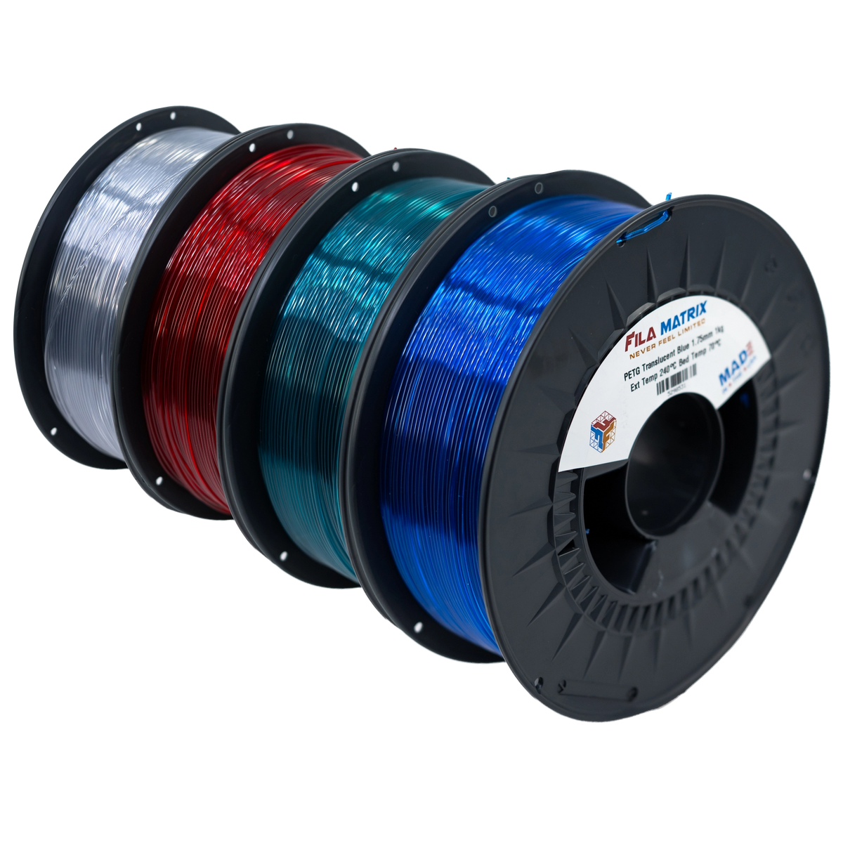 PETG Translucent Colors - 4 Spool Filament Bundle (4kg)