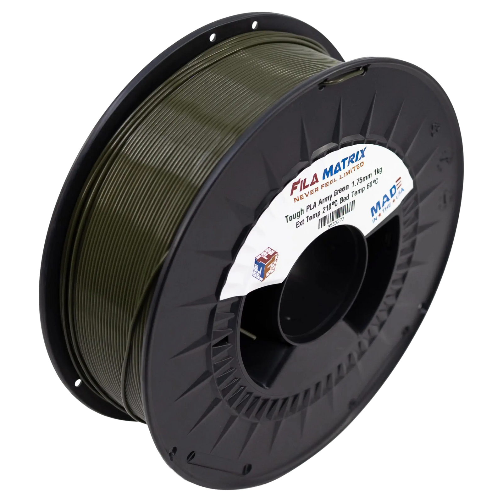 Tough PLA Army Green with level wind on AMS compatible spool
